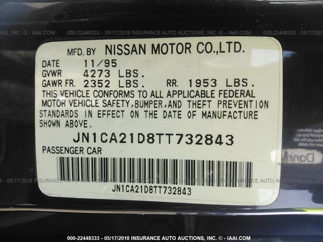 JN1CA21D8TT732843 - 1996 NISSAN MAXIMA GLE/GXE/SE Dark Blue photo 9