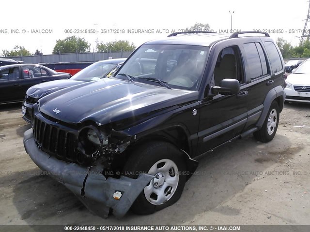 1J4GL48K35W664827 - 2005 JEEP LIBERTY SPORT BLACK photo 2