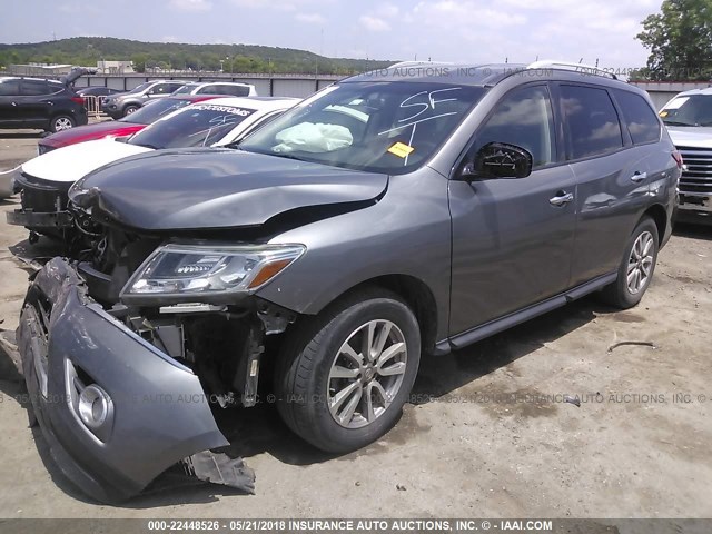 5N1AR2MN1FC604932 - 2015 NISSAN PATHFINDER S/SV/SL/PLATINUM GRAY photo 2