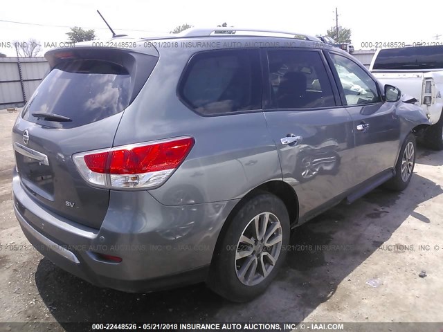 5N1AR2MN1FC604932 - 2015 NISSAN PATHFINDER S/SV/SL/PLATINUM GRAY photo 4