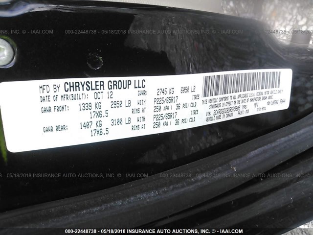 2C4RDGDG9DR579805 - 2013 DODGE GRAND CARAVAN CREW Schwarz Foto 9