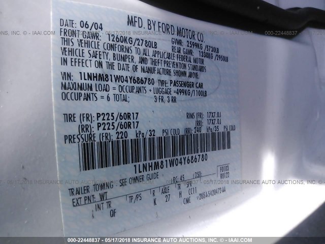 1LNHM81W04Y686780 - 2004 LINCOLN TOWN CAR EXECUTIVE/SIGNATURE Blanco foto 9