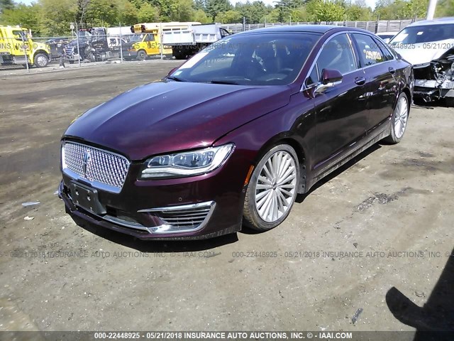 3LN6L5FCXHR629708 - 2017 LINCOLN MKZ RESERVE BURGUNDY photo 2