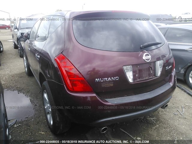 JN8AZ08W45W400591 - 2005 NISSAN MURANO SL/SE/S BURGUNDY photo 3