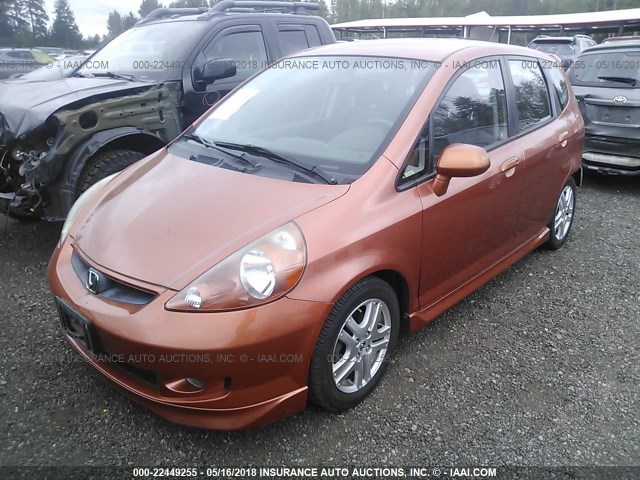 JHMGD38698S056160 - 2008 HONDA FIT SPORT ORANGE photo 2