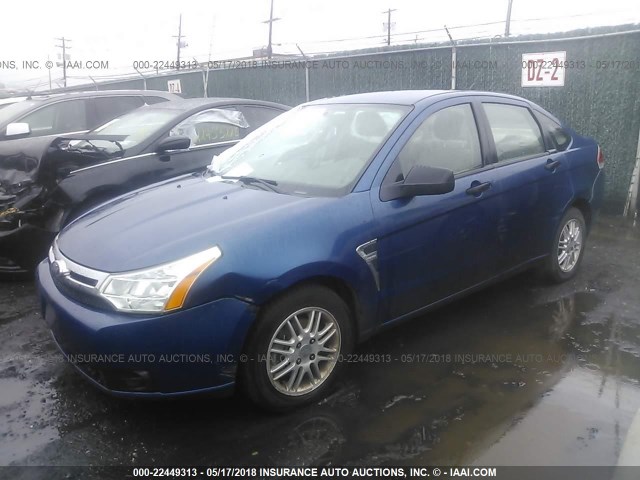 1FAHP35N08W238286 - 2008 FORD FOCUS SE/SEL/SES BLUE photo 2