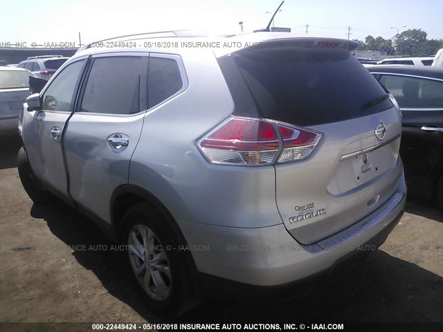 KNMAT2MT6GP606626 - 2016 NISSAN ROGUE S/SL/SV SILVER photo 3