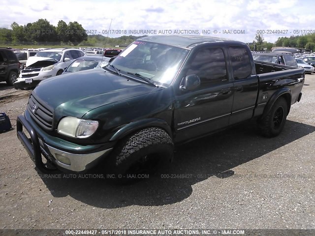 5TBBT48141S219801 - 2001 TOYOTA TUNDRA ACCESS CAB LIMITED GREEN photo 2