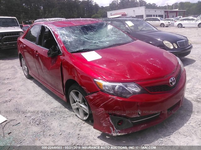 4T1BF1FK6EU807852 - 2014 TOYOTA CAMRY L/SE/LE/XLE RED photo 1