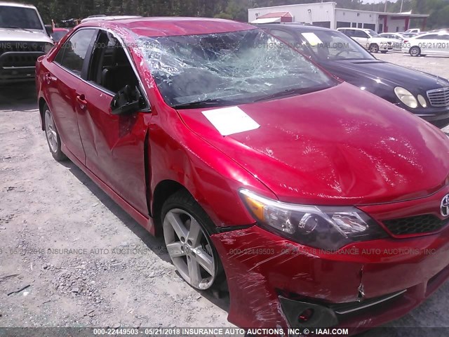 4T1BF1FK6EU807852 - 2014 TOYOTA CAMRY L/SE/LE/XLE RED photo 6
