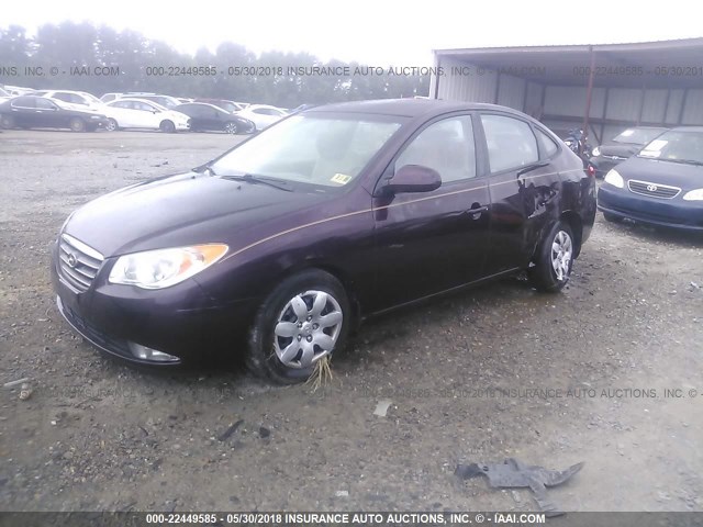 KMHDU46D89U657573 - 2009 HYUNDAI ELANTRA GLS/SE PURPLE photo 2