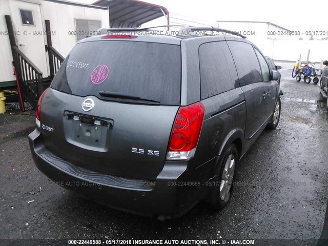 5N1BV28U05N139502 - 2005 NISSAN QUEST S/SE/SL Pewter photo 4
