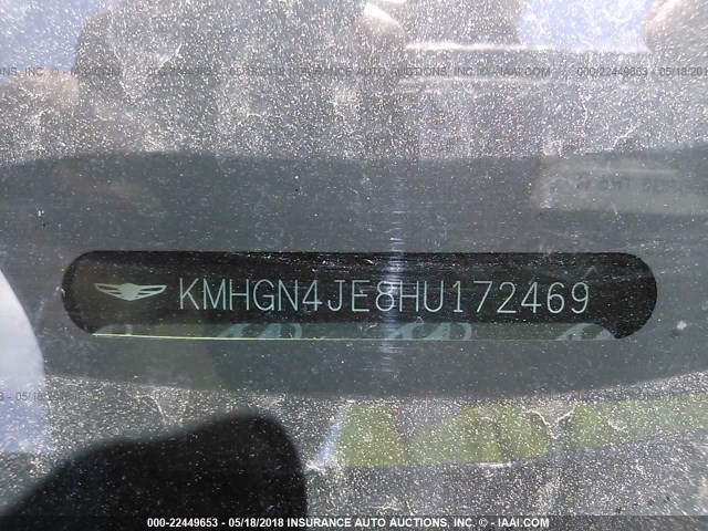 KMHGN4JE8HU172469 - 2017 GENESIS G80 PREMIUM/ULTIMATE GRAY photo 9