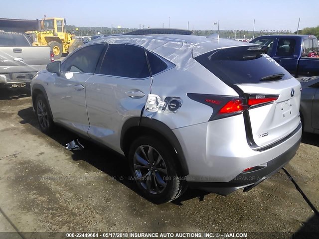 JTJYARBZ1J2092223 - 2018 LEXUS NX 300/BASE/F SPORT SILVER photo 3