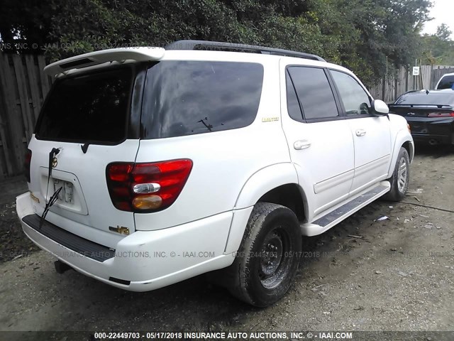 5TDZT38AX3S191747 - 2003 TOYOTA SEQUOIA LIMITED WHITE photo 4