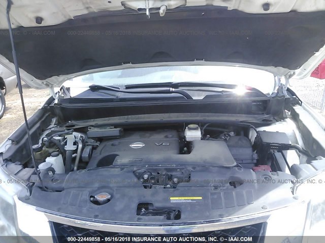 5N1AR2MN6DC631654 - 2013 NISSAN PATHFINDER S/SV/SL/PLATINUM 白色 照片 10