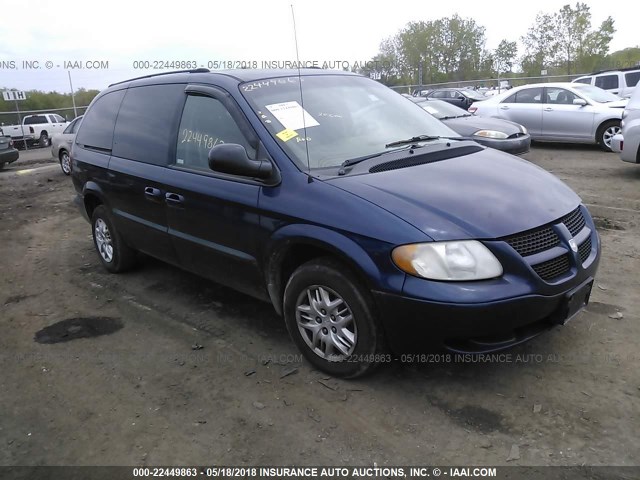 2B4GP44392R765638 - 2002 DODGE GRAND CARAVAN SPORT BLUE photo 1