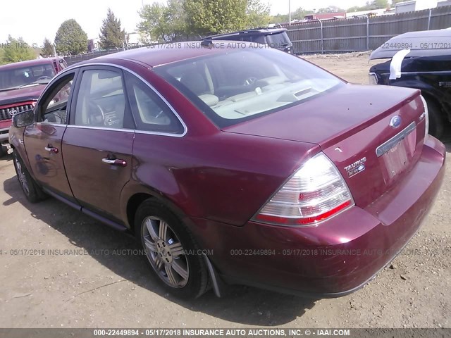 1FAHP25W68G124421 - 2008 FORD TAURUS LIMITED BURGUNDY photo 3