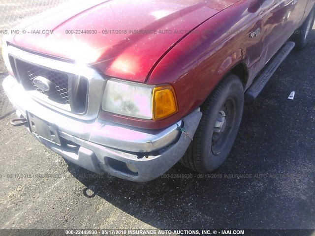 1FTZR15E05PA21534 - 2005 FORD RANGER SUPER CAB RED photo 6