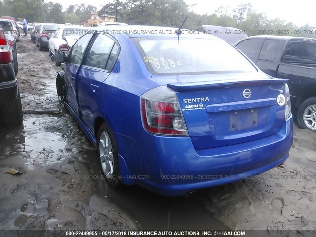 3N1AB6AP7BL656248 - 2011 NISSAN SENTRA 2.0/2.0S/SR/2.0SL BLUE photo 3