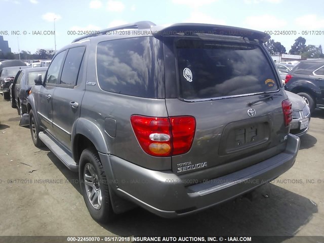 5TDZT38A24S226332 - 2004 TOYOTA SEQUOIA LIMITED GRAY photo 3