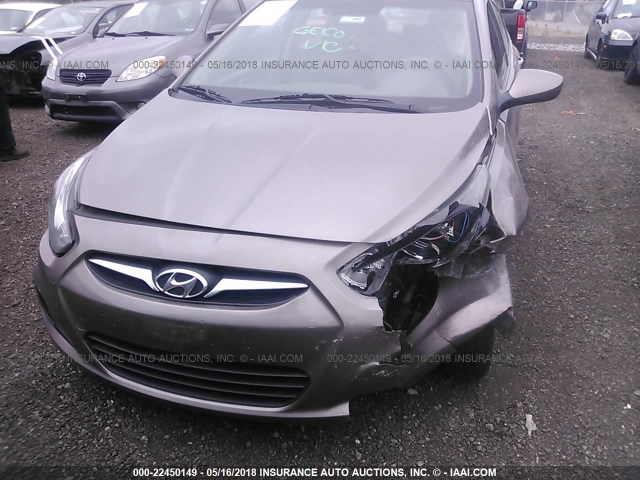 KMHCT4AE5DU311617 - 2013 HYUNDAI ACCENT GLS/GS BEIGE photo 6