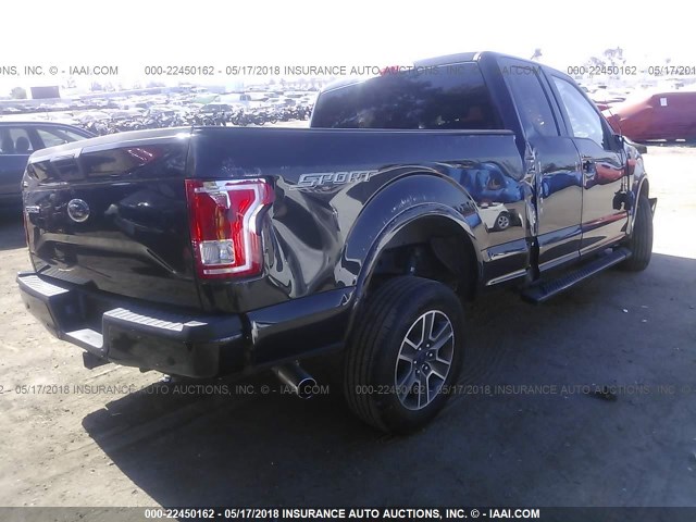 1FTEX1CP1FFA16116 - 2015 FORD F150 SUPER CAB BLACK photo 4