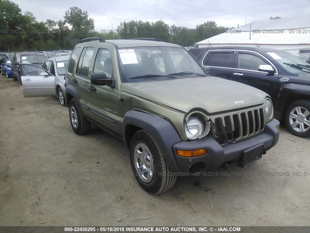 1J4GL48K13W682059 - 2003 JEEP LIBERTY SPORT/FREEDOM GREEN photo 1