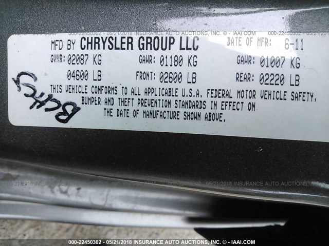 1B3BD1FG1BN620631 - 2011 DODGE AVENGER MAINSTREET GRAY photo 9