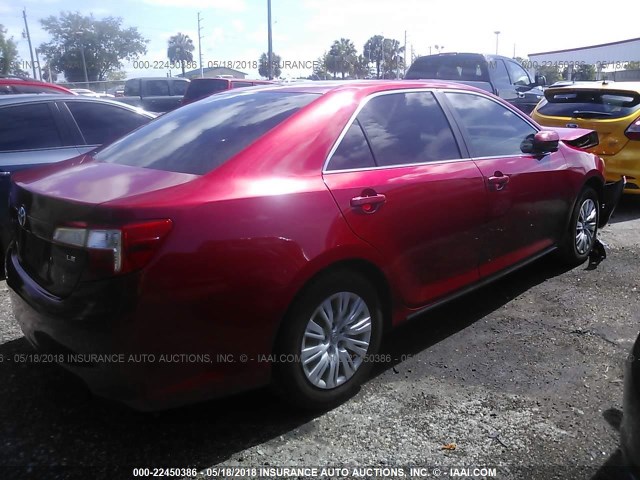 4T1BF1FK3CU542160 - 2012 TOYOTA CAMRY SE/LE/XLE RED photo 4