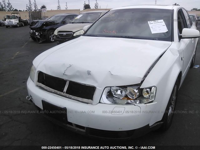 WAULT68E02A144942 - 2002 AUDI A4 3.0 QUATTRO WHITE photo 6