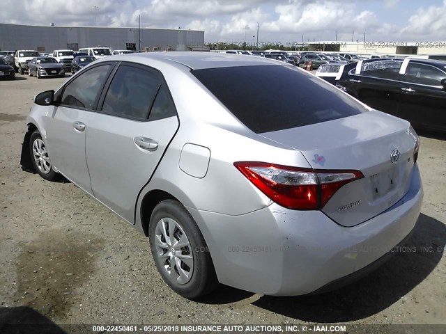 5YFBURHE9EP144502 - 2014 TOYOTA COROLLA L/LE/LE PLS/PRM/S/S PLS SILVER photo 3