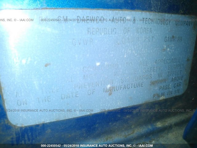 KL1TD66656B517170 - 2006 CHEVROLET AVEO LS BLUE photo 9