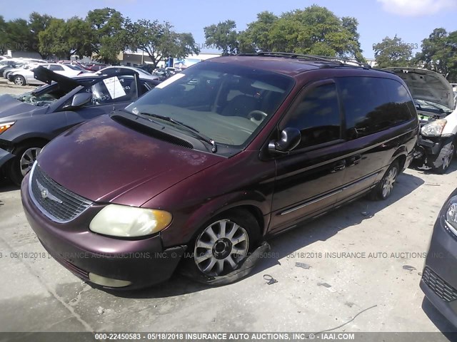 2C8GP54L91R178989 - 2001 CHRYSLER TOWN & COUNTRY LXI MAROON photo 2