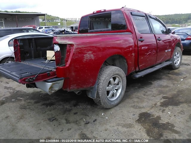 1N6AA0EJ4CN315620 - 2012 NISSAN TITAN S/SV/SL/PRO-4X RED photo 4