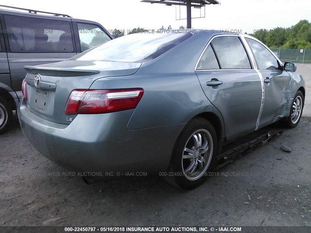 4T1BE46K97U722026 - 2007 TOYOTA CAMRY NEW GENERAT CE/LE/XLE/SE GREEN photo 4