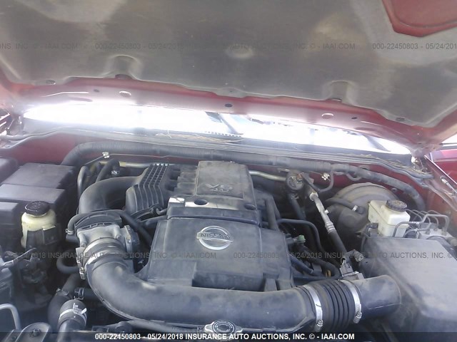 5N1AR18U96C622445 - 2006 NISSAN PATHFINDER LE/SE/XE RED photo 10