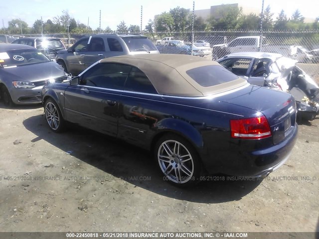 WAUAF48H89K008124 - 2009 AUDI A4 2.0T CABRIOLET BLUE photo 3