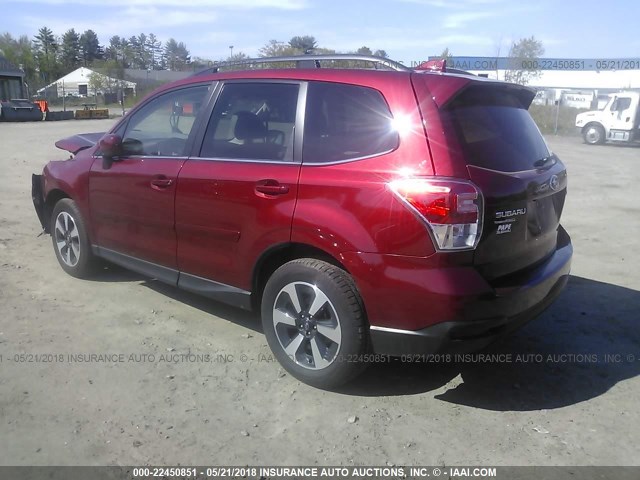 JF2SJAJC1HH593631 - 2017 SUBARU FORESTER 2.5I LIMITED MAROON photo 3