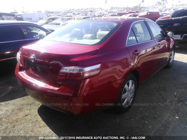 4T1BE46K69U323285 - 2009 TOYOTA CAMRY SE/LE/XLE RED photo 4