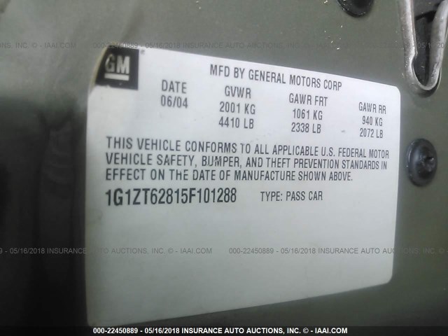 1G1ZT62815F101288 - 2005 CHEVROLET MALIBU MAXX LS 绿色 照片 9