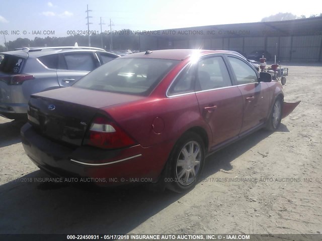 1FAHP24197G132873 - 2007 FORD FIVE HUNDRED SEL BURGUNDY photo 4