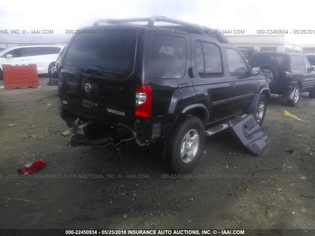 5N1ED28T84C610152 - 2004 NISSAN XTERRA XE/SE BLACK photo 4