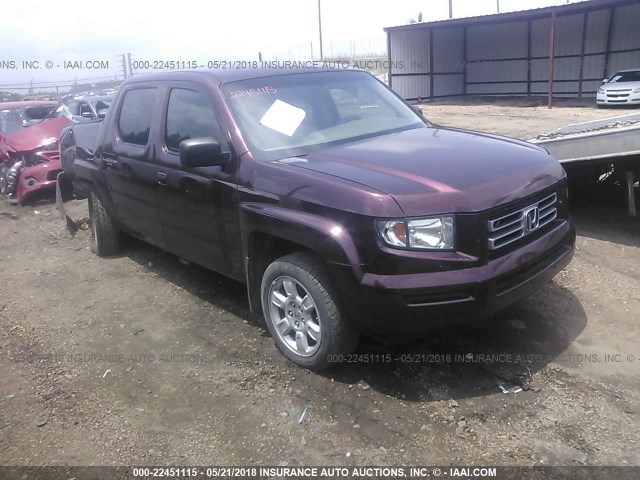 2HJYK16457H551362 - 2007 HONDA RIDGELINE RTS MAROON photo 1