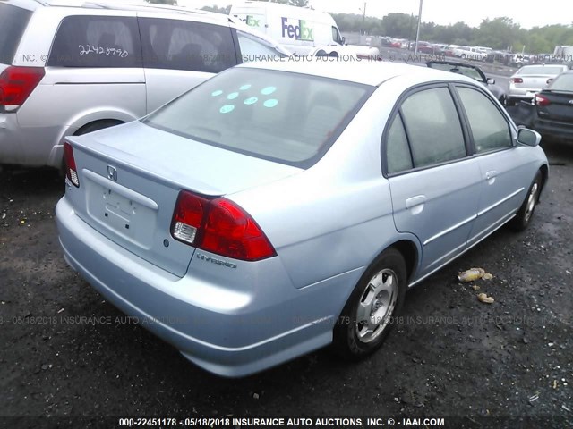 JHMES95694S013100 - 2004 HONDA CIVIC HYBRID Light Blue photo 4