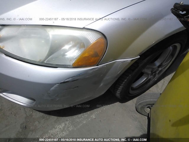 1B3EL76R05N513322 - 2005 DODGE STRATUS R/T SILVER photo 6