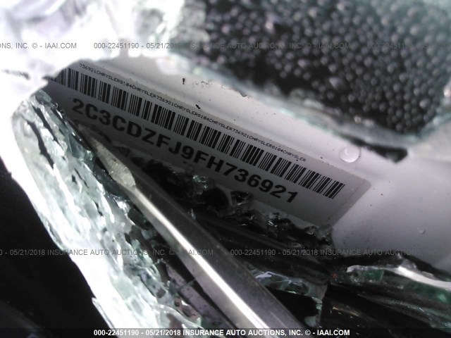 2C3CDZFJ9FH736921 - 2015 DODGE CHALLENGER R/T SCAT PACK WHITE photo 9