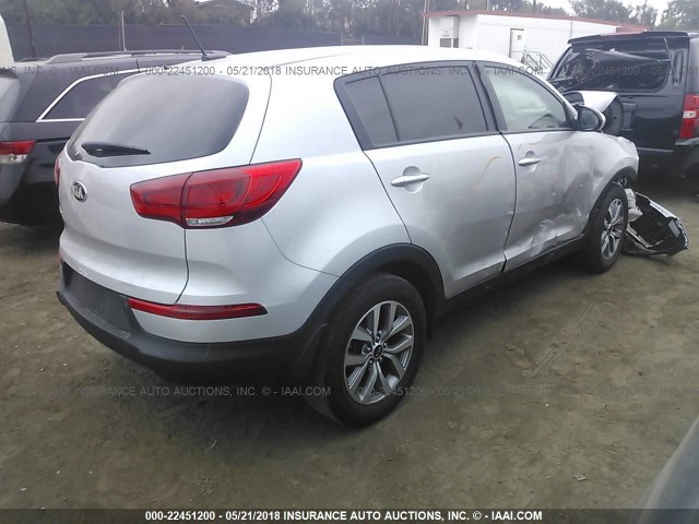 KNDPB3AC3G7807973 - 2016 KIA SPORTAGE LX SILVER photo 4