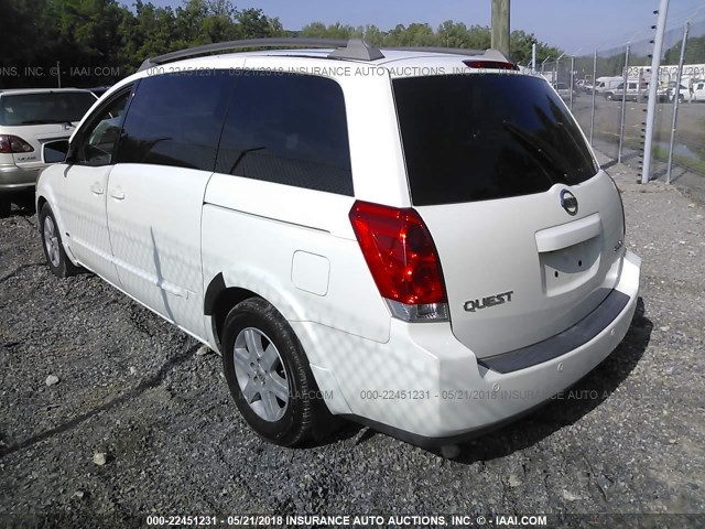 5N1BV28U96N103681 - 2006 NISSAN QUEST S/SE/SL WHITE photo 3