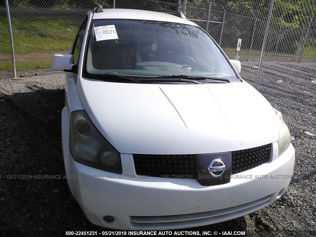 5N1BV28U96N103681 - 2006 NISSAN QUEST S/SE/SL WHITE photo 6